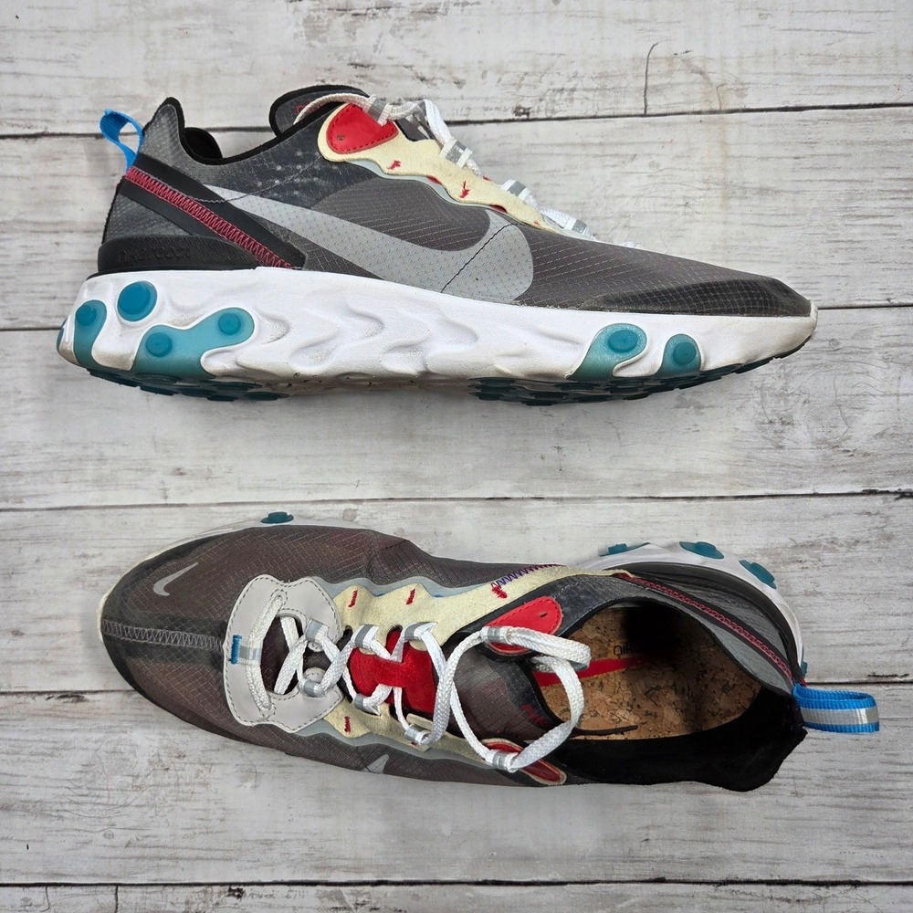 Nike React Element 87 Solar Red Running Shoes Mens 10.5 Anthracite AQ1090-003